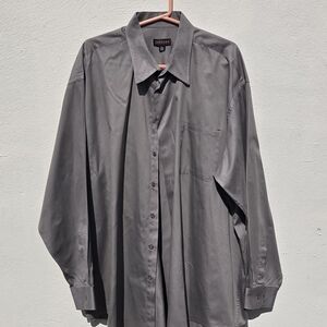 Zanzara Tall Gray Button Up Shirt Long Sleeve 18.5 35/37